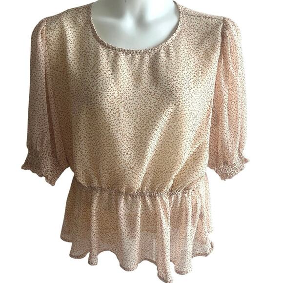 Cottagecore Romantic Floral Peplum‎ Blouse Puff Sleeve Soft Girl Boho 1XL - Picture 1 of 7
